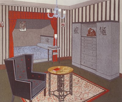 Slaapkamer voor een jonge man, 1925 door Maurice Guillemard